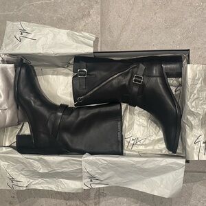 Giuseppe Zanotti Black Moto Boots with Buckles